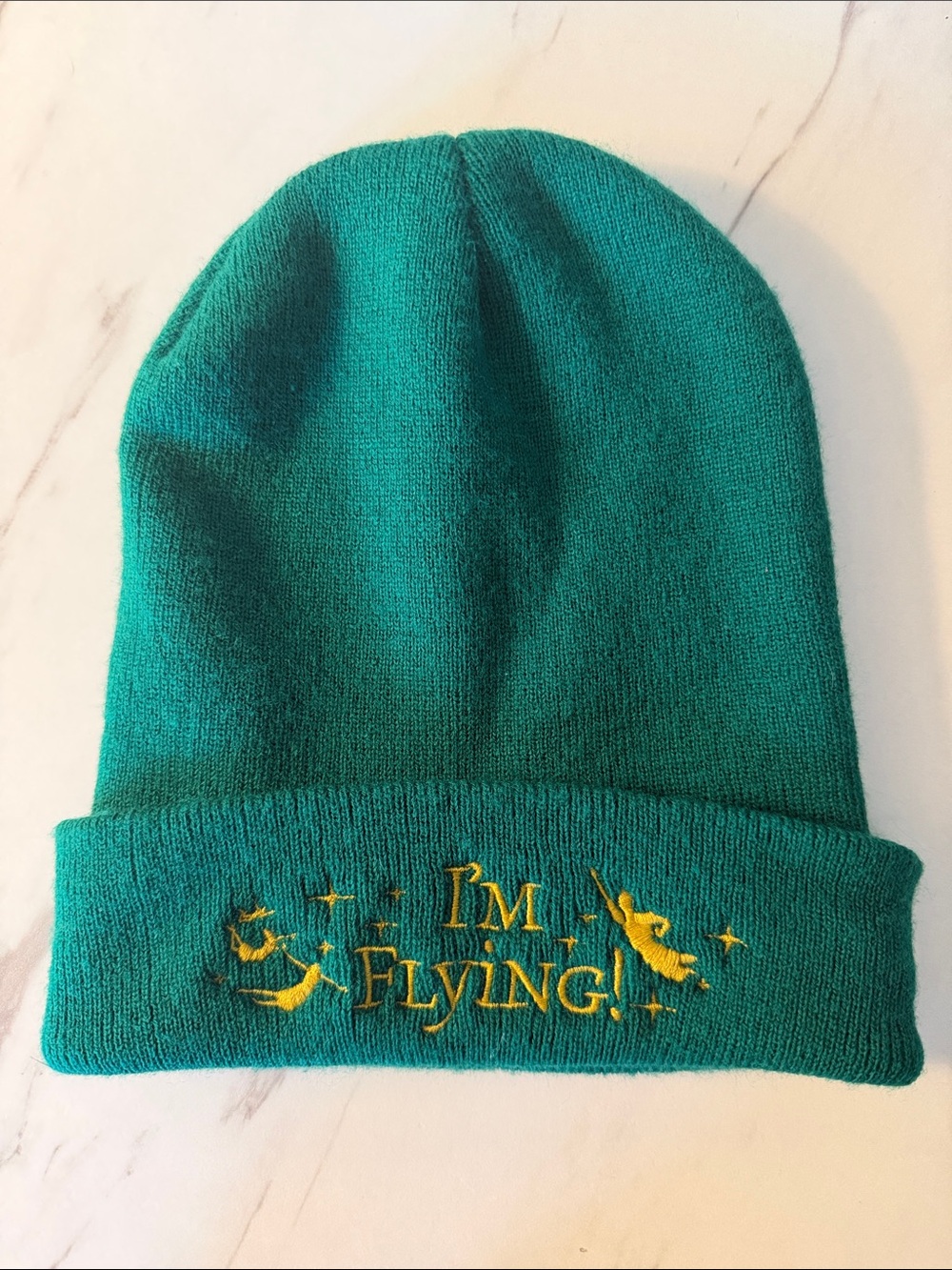 Peter Pan Winter Beanie Hat with "I'm Flying!" Embroidery - Broadway Merch